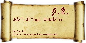 Járányi Urbán névjegykártya